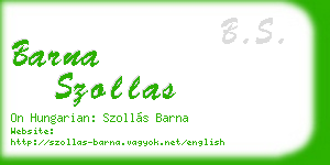 barna szollas business card